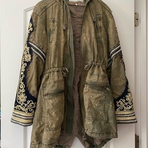 Free People Olive Golden Quills Military Parka